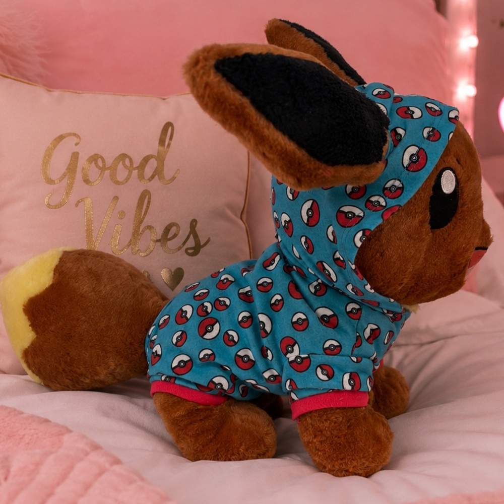 Build a bear Eevee Plush in Blue Poké Ball Hoodie - Picture 2 of 6